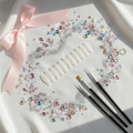 Nail art supplies flat lay for custom press-on nails